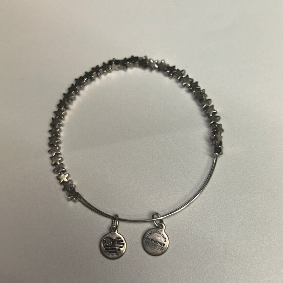 Alex and Ani Silver-Tone Bangle Bracelet Star Beaded - Picture 1 of 6